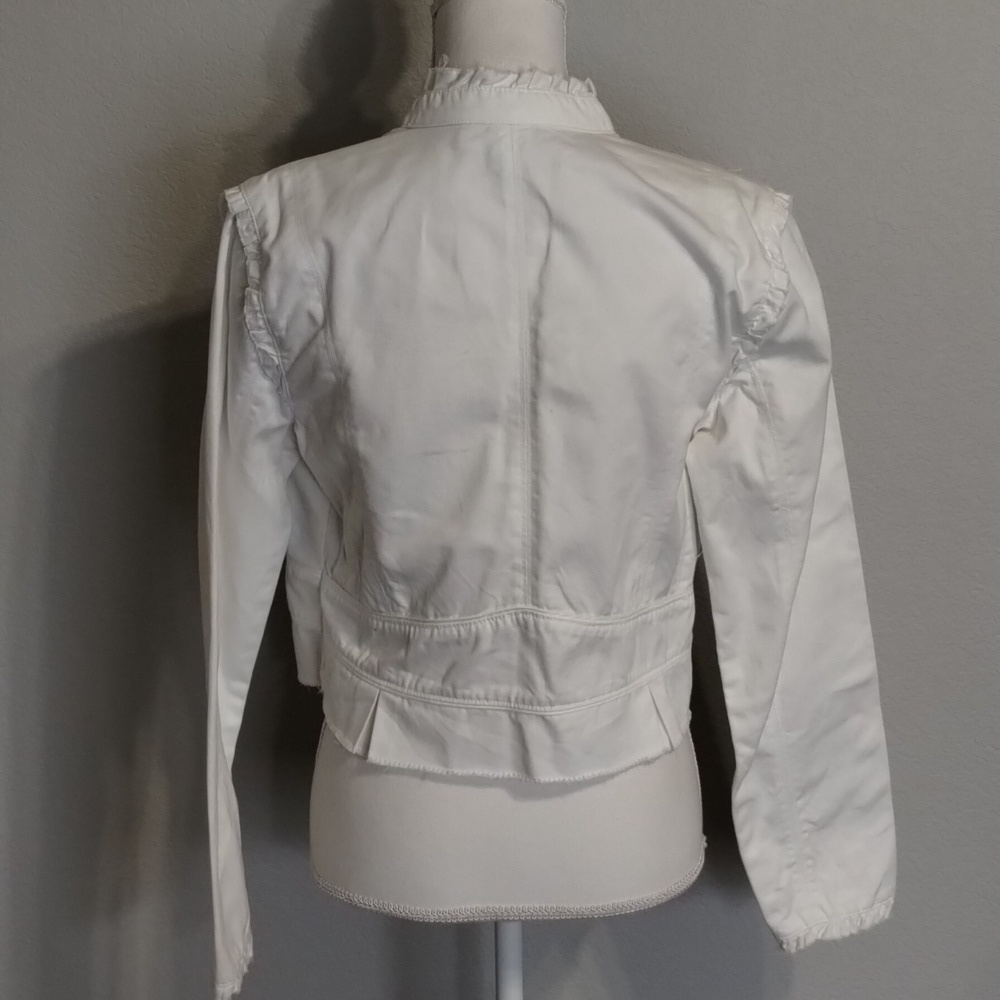 bcih White Jean Jacket Size Large Raw Edges Cropped - Picture 6 of 10